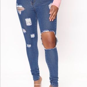 Fashion Nova skinny jeans-  Medium blue wash
